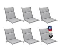 Beautissu Lot de 6 Coussin Matelas Chaise Fauteuil de Jardin à Dossier Bas | 100x50x6cm Gris Clair assise pour balcon camping d'assise extérieur Base NL