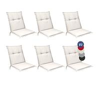 Beautissu Lot de 6 Coussin Matelas Chaise Fauteuil de Jardin à Dossier Bas | 100x50x6cm Nature assise pour balcon camping d'assise extérieur Base NL
