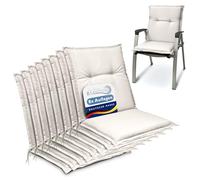 Beautissu Lot de 8 Coussin Fauteuil de Jardin Chaise à Dossier Bas Balcon | 100x50x6cm nature assise matelas camping exterieur galette Base NL