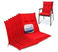 Beautissu Lot de 8 Coussin Fauteuil de Jardin Chaise à Dossier Bas Balcon | 100x50x6cm rouge assise matelas camping exterieur galette Base NL