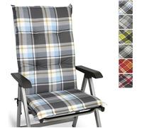 Beautissu Matelas Coussin pour Chaise Fauteuil Haut Dossier 120x50 cm Bleu Sunny BK - 6cm Epaisseur & Résistants aux UV - Confortable Coussin Jardin Terrasse Balcon