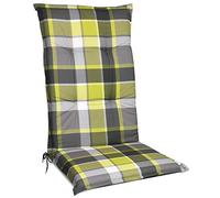 Beautissu Matelas Coussin pour Chaise Fauteuil Haut Dossier 120x50 cm Vert Sunny GR - 6cm Epaisseur & Résistants aux UV - Confortable Coussin Jardin Terrasse Balcon