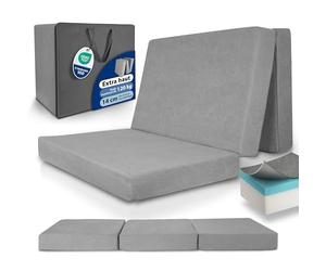 Beautissu Matelas Pliable 120x200cm avec Poche en Mousse visqueuse Lavable | gris housse extra épaisse lit d'appoint transport facile grand confort sommeil Pliant viscose invité sol voyage Premium XXL