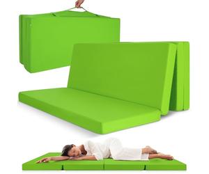 Beautissu Matelas Pliable 2 Personnes Adulte 120x195 cm - Mousse Chauffeuse 1 Place Matelas de Sol Camping Pliant Futon Voyage Lit d'Appoint Vert - Campix