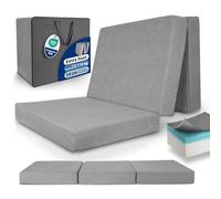 Beautissu Matelas Pliable 90x200cm avec Poche en Mousse visqueuse Lavable | gris housse extra épaisse lit d'appoint transport facile grand confort sommeil Pliant viscose invité sol voyage Premium XL