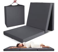 Beautissu Matelas Pliable 1 Personne Adulte 90x200 cm - Mousse Chauffeuse 1 Place Matelas de Sol Camping Pliant Futon Voyage Lit d'Appoint Anthracite - Campix