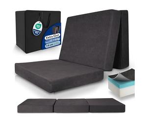 Beautissu Matelas Pliable avec Poche Housse Lavable lit d'appoint Mousse | 90x200cm anthracite extra épaisse transport facile grand confort sommeil pliant Anthracit Visqueuse sac invité Premium XL
