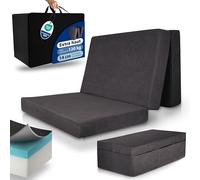 Beautissu Matelas Pliable en Mousse Visqueuse avec Housse Lavable H3 Grand | 120x200cm anthracite épaisse 14cm degré fermeté H3 lit d'appoint pliant confort sommeil Anthracit Extra invité Premium XXL