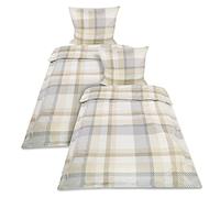 Beautissu Mira 2 Sets de Parure de Lit Flanelle en Coton 135x200cm - Ensemble Literie Hiver Housse de Couette 135x200 et Taie d'oreiller 80x80 cm - Housse de Couette Beige Chaude