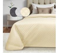 Beautissu Couvre Lit 2 Personnes 220x240 cm Olivia - Dessus de Lit Matelassé pour Boxspring & Canapé Grand Couvre-lit Respirant Plaid Canapé Grande Taille - Couverture Crème