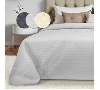 Beautissu Couvre Lit 2 Personnes 240x260 cm Olivia - Dessus de Lit Matelassé pour Boxspring & Canapé Grand Couvre-lit Respirant Plaid Canapé Grande Taille - Couverture Gris Clair