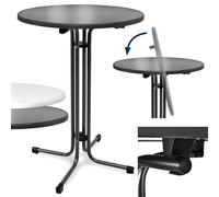 Beautissu Outdoor Table Bistrot Haute Pliante Ø70cm Bellini - Stable Résistante aux Intempéries Rayures, Pied Réglable en Hauteur, Montage Facile Support Prémonté - Table Bar Ronde Noir