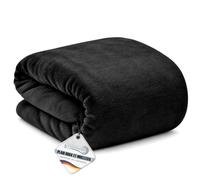 Beautissu plaid polaire microfibre couverture pour le canapé couvre-lit | 130x150cm noir doux douillet confortable Douce Douillette moelleux Aurelia