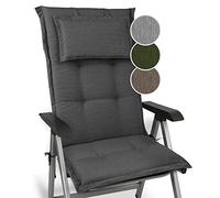 Beautissu Premium Coussin Chaise Dossier Chaise Haut Coussin Exterieur Jardin 120x52x7cm Matelas épais Fait en UE Matériel Robuste 200g/m² Résistance UV HighLux HL Coussin Anthracite