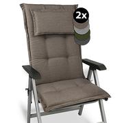 Beautissu Premium Coussin Chaise Dossier Haut Coussin Exterieur Jardin 120x52x7cm 2 Matelas épais Fait en UE Matériel Robuste 200g/m² Résistance UV HighLux HL Coussin Taupe