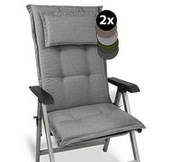 Beautissu Premium Coussin Chaise Dossier Haut Coussin Exterieur Jardin 120x52x7cm 2 Matelas épais Fait en UE Matériel Robuste 200g/m² Résistance UV HighLux HL Coussin Gris Clair
