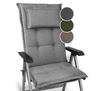 Beautissu Premium Coussin Chaise Dossier Haut Coussin Exterieur Jardin 120x52x7cm Matelas épais Fait en UE Matériel Robuste 200g/m² Résistance UV HighLux HL Coussin Gris Clair
