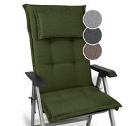 Beautissu Premium Coussin Chaise Dossier Haut Coussin Exterieur Jardin 120x52x7cm Matelas épais Fait en UE Matériel Robuste 200g/m² Résistance UV HighLux HL Coussin Vert foncé