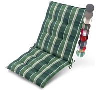 Beautissu Premium Coussin Chaise Jardin Dossier Bas 100x50 cm Sun-NL - 8 cm Épaisseur Tissu Robuste Antidérapant & Résistance aux UV - Coussin Fauteuil avec Sangles Fixation Vert Carré