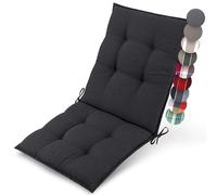 Beautissu Premium Coussin Chaise Jardin Dossier Bas avec Sangles Fixation | 100x50cm anthracite 8cm épaisseur tissu robuste antidérapant résistance aux UV fauteuil rembourrage extérieur galette Sun-NL