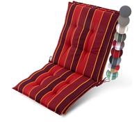 Beautissu Premium Coussin Chaise Jardin Dossier Bas Tissu Robuste épaisseur | 2X 100x50cm rouge rayé 8cm fauteuil avec sangles fixation Antidérapant Résistance rembourrage extérieur galette Sun-NL
