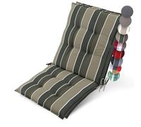 Beautissu Premium Coussin Chaise Jardin Dossier Bas Tissu Robuste épaisseur | 2X 100x50cm vert rayé 8cm fauteuil avec sangles fixation Antidérapant Résistance rembourrage extérieur galette Sun-NL