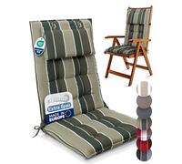 Beautissu Premium Coussin Chaise Jardin Dossier Haut 120x50 cm Sun-HL - 8 cm Épaisseur Tissu Robuste Antidérapant & Résistance aux UV - Coussin Fauteuil avec Sangles Fixation Vert