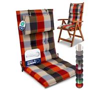 Beautissu Premium Coussin Chaise Jardin Dossier Haut avec Sangles Fixation | 120x50cm orange beige 8cm épaisseur tissu robuste antidérapant résistance aux UV fauteuil appui-tête rembourré assise Sun-HL