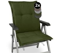 Beautissu Premium Coussin Dossier Bas Exterieur Jardin 105x50x7 cm 2 Matelas épais Chaise Fait en UE Matériel Robuste 200g/m² Résistance UV HighLux NL Coussin Vert foncé