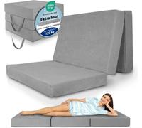 Beautissu Premium L Matelas Pliable 140x200 cm Gris avec Housse - Extra Épaisse epaisseur 14 cm Degré Fermeté H3 & Housse Lavable