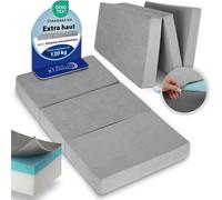 Beautissu Premium XXL Matelas Pliable 140x200 cm Gris avec Poche - Matelas Pliant Extra Épaisse Housse Lavable - Lit d'Appoint Mousse Visqueuse Transport Facile & Grand Confort Sommeil