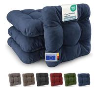 Beautissu Premium Set de 4 Galette Chaise Jardin Extérieur 35x35 cm Bleu Foncé - 8 cm Épaisseur Coussin Siège Robuste & Résistant aux UV Coussin Fauteuil Jardin Terasse - HighLux SK