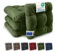 Beautissu Premium Set de 4 Galette Chaise Jardin Extérieur 35x35 cm Vert Foncé - 8 cm Épaisseur Coussin Siège Robuste & Résistant aux UV Coussin Fauteuil Jardin Terasse - HighLux SK