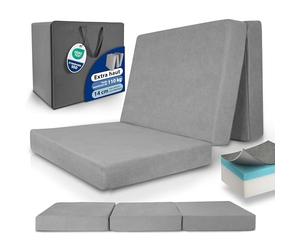 Beautissu Premium XL Matelas Pliable 90x200 cm Gris avec Poche - Matelas Pliant Extra Épaisse Housse Lavable - Lit d'Appoint en Mousse Visqueuse Transport Facile & Grand Confort Sommeil