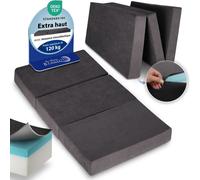 Beautissu Premium XXL Matelas Pliable 120x200 cm Anthracite - Extra Épaisse epaisseur 14 cm Degré Fermeté H3 & Housse Lavable