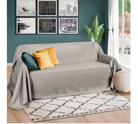 Plaid Beautissu Romantica de 210 x 280 cm en imitation daim, pour jeté de canapé ou couvre-lit, Polyester, gris clair, 210x280 cm