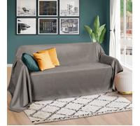 Plaid Beautissu Romantica de 210 x 280 cm en imitation daim, pour jeté de canapé ou couvre-lit, Polyester, gris, 210x280 cm