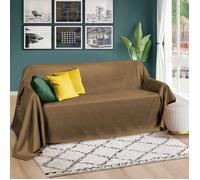 Beautissu Romantica Couverture 210x280cm Marron clair - Plaid - Couvre-lit ou sofa jeté de canapé effet velours