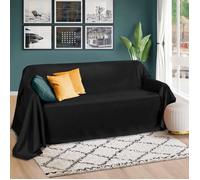 Beautissu Romantica Couverture - Plaid - 210x280cm - Couvre-lit ou Sofa jeté de canapé Similicuir - Couverture pour lit Double - Couverture pour Sofa - Noir
