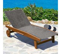 Beautissu Serviette de Plage Marbella - Drap de Plage XXL Gris 70x200cm avec Capuche - Drap de Bain Anti-Glisse & Le Bronzage - Serviette Bain