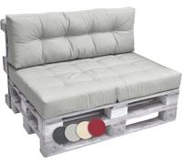 Beautissu Set de 2 Coussin Palette Eco Elements - 1x Coussin d'assise 120x80 cm & 1x Coussin Dossier 120x40 cm Confortable Coussin Lounge Extérieur & Intérieur pour Salon Jardin - Gris Claire