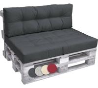 Beautissu Set de 2 Coussin Palette Eco Elements - 1x Coussin d'assise 120x80 cm & 1x Coussin Dossier 120x40 cm Confortable Coussin Lounge Extérieur & Intérieur pour Salon Jardin - Gris Graphite