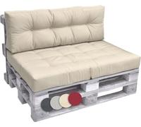 Beautissu Set 2 Coussin Lounge Palette Extérieur Nature - 1x Coussin Assise 120x80 cm 1x Coussin Dossier 120x40 cm Elements