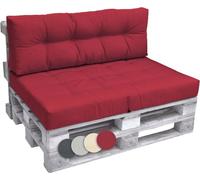 Beautissu Set de 2 Coussin Palette Eco Elements - 1x Coussin d'assise 120x80 cm & 1x Coussin Dossier 120x40 cm Confortable Coussin Lounge Extérieur & Intérieur pour Salon Jardin - Rouge