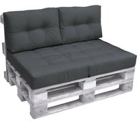 Beautissu Set Coussin Palette Eco Elements - Confortable 1x Coussin d'assise 120x80 cm & 2X Coussin Dossier 60x40 cm Lounge Extérieur & Intérieur pour Salon Jardin - Gris Graphite