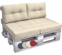 Beautissu Set 3 Coussin Lounge Palette Extérieur Nature - 1x Coussin Assise 120x80 cm 2x Coussin Dossier 60x40 cm Elements