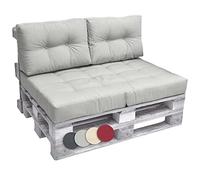 Beautissu Set Coussin Palette Eco Elements - Confortable 1x Coussin d'assise 120x80 cm & 2X Coussin Dossier 60x40 cm Lounge Extérieur & Intérieur pour Salon Jardin - Gris Clair