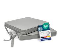 Beautissu Set de 2 Coussin de Chaise d'Intérieur 45x40 cm Loft SK - Galette de Chaise déhoussable et Lavable avec Bandes de Fixation Coussin d'assise Exterieur Jardin Coussin Gris Clair