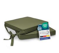 Beautissu Set de 2 Coussin de Chaise d'Intérieur 45x40 cm Loft SK - Galette de Chaise déhoussable et Lavable avec Bandes de Fixation Coussin d'assise Exterieur Jardin Coussin Vert Olive