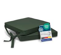 Beautissu Set de 2 Coussin de Chaise d'Intérieur 45x40 cm Loft SK - Galette de Chaise déhoussable et Lavable avec Bandes de Fixation Coussin d'assise Exterieur Jardin Coussin Vert Foncé